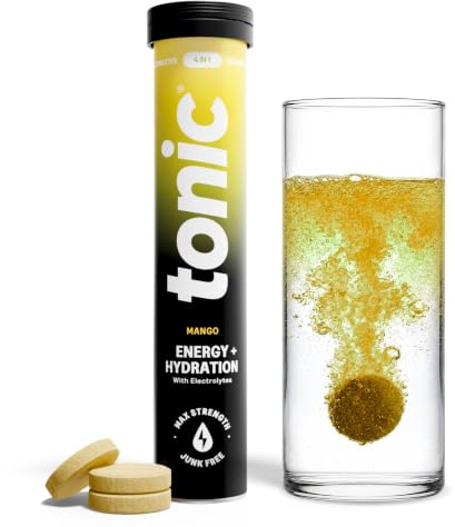 Tonic Health Energy and Hydration Tablets - No Sugar Effervescent Multivitamins - Rehydration Electrolytes Tablets
