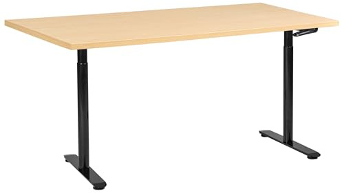 Beliani Höhenverstellbarer Schreibtisch mit Kurbel Hellbraun/schwarz 160x72 cm DESTINAS