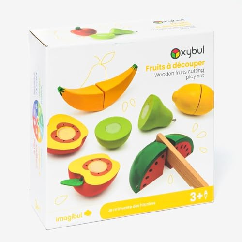 oxybul | Set de 5 Fruits à découper en Bois 3-8 Ans