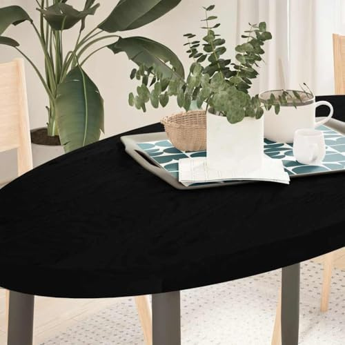QUAHEAS Tischplatte Dunkelbraun 120x60x4 cm Massivholz Eiche Oval, langlebiges Schreibtisch-Ersatzteil, glatt lackiert für Couchtisch und Stehtisch