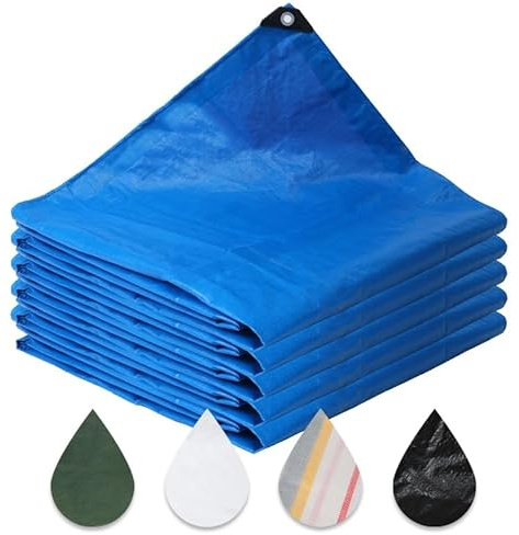 Bâche imperméable robuste de 4 x 6 m avec œillets et bords renforcés - Housse résistante aux UV pour véhicule, piscine, bateau, tente, chantier de construction - Protection