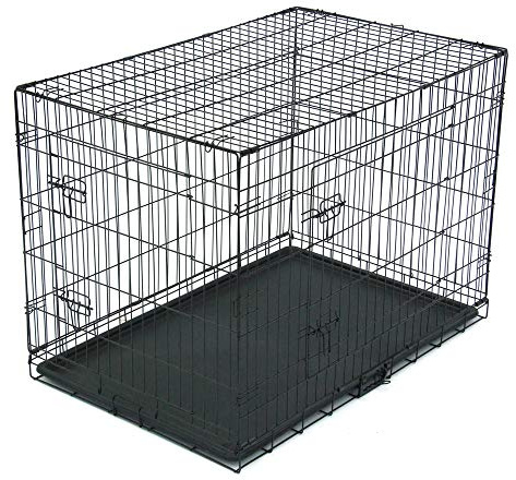 42 Hundekäfig klappbar Hundetransportkäfig Inkl, Metall Hundebox mit 2 Türen,Transportkäfig Auto, Tiertransportbox Hundetransportbox mit Bodenschale