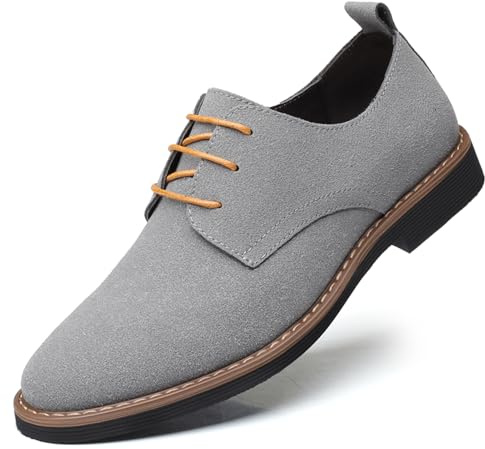 Mens Suede Shoes Dress Oxfords Shoes Lace Up Classic Derbys Brogues Wedding Shoes Grey 11