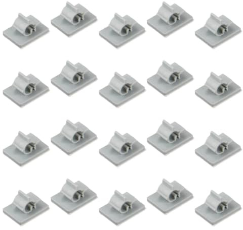 20PCS Gray Plastic Water Pipe Clamps and Holders for 6.5mm and 9.5mm Pipes, Self-Adhesive Retaining Clips for Sprinkler and Plumbing