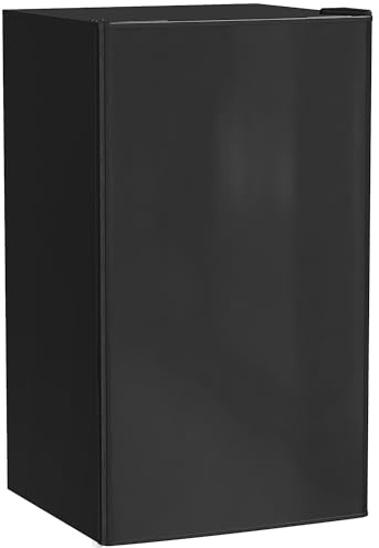 HOMCOM Nevera Pequeña 91 L con Congelador, Mini Frigorífico Silenciosa, Frigorífico Pequeño Bajo Encimera con Temperatura Regulable 5 Niveles, Puerta Reversible y Estantes Ajustables, Negro