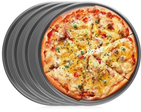 4 Stück Pizzablech Rund 28 cm, Pizzateller, Pizzabrett, Antihaftbeschichtet
