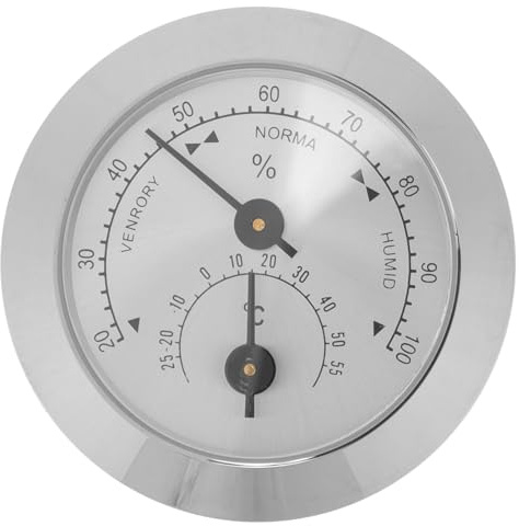 ifundom Humidity Meter 50Mm Silver Violin Mini Hygrometer for Guitar and String Instrument Care Temperature Monitor