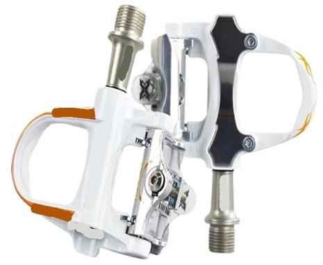 EYJOUTXGG XRF07MC Road cykelpedal i magnesiumlegering, utan klämma, med 2 par kompatibla klyftor, självlåsande pedal, 235 g (vit)