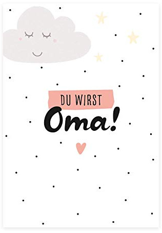 Him & I® - Du wirst Oma Postkarte - Schwangerschaftskarte zur Baby Ankündigung, Karte für Oma zur Ankündigung der Schwangerschaft - Maße: 16,5 cm x 11,5 cm