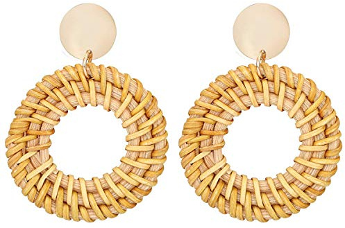 JewelryWe Schmuck Retro Ohrringe Boho-Stil handgemacht geflochten Statement Ohrringe mit Baumeln Quaste Anhänger für Frauen Dame Mädchen, verschiedene Designs