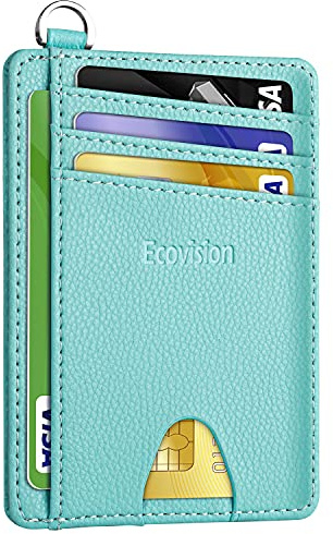 EcoVision Slim Minimalist Front Pocket Wallet, RFID Blocking Credit Card Holder Wallet with Detachable D-Shackle for Men Women