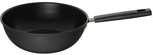 Fiskars Wok, Ø 28 cm, Capacità: 4,5 litri, Adatto a tutti i piani cottura, Alluminio/Plastica, Resistente ai graffi, Rivestimento antiaderente, Hard Face, Nero, 1052233