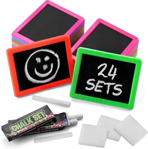 Mini-tavla för barn – (24-pack) Goodie Bags Stuffers för barn Mini-tavla med 2 kritor och 1 suddgummi för pojkar och flickor Födelsedagspresenter