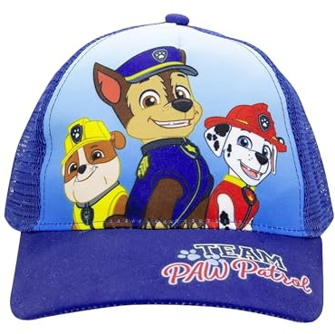 United Labels Paw Patrol Cap für Kinder, Team Chase Marshall Rubble, Blau, Basecap verstellbar, Kappe für Jungen und Mädchen