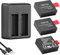 GeeKam Batterie Caméra Sport, Batterie Rechargeable 1350mAh (3 pièces), avec Chargeur USB Double Trou, Compatible avec AKASO/CAMPARK/Crosstour/APEMAN/Victure/sj4000, etc.