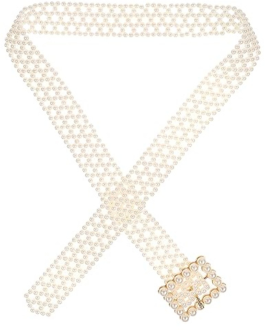 Amosfun Perlen-Taillengürtel, Brautschmuck, Perlengürtel, Hochzeitsgürtel, Kleider, Schärpe, Gürtel, Perlengürtel, für Damen, Brautschmuck, Brautjungfer, quadratisch