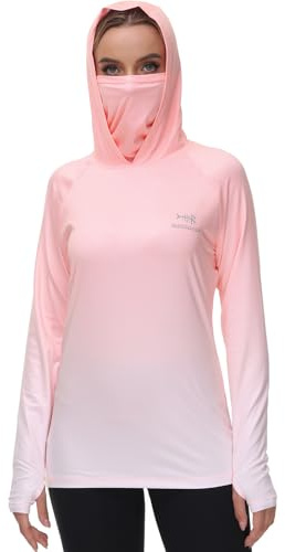 Bassdash FS23W Camicia con Cappuccio da Pesca UPF 50+ da Donna con Maschera Facciale e Fori per i Pollici
