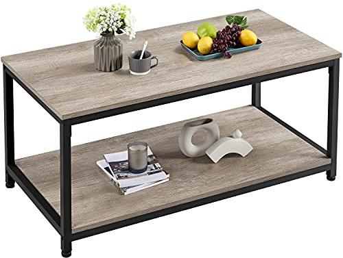 Yaheetech Coffee Table Industrial 100x50x45cm, Grey