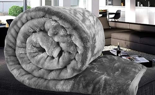 Artistic Fashionista* New Thermal Charcoal Faux Fur Mink Throw Blanket Soft Warm Thick Bed Sofa Double King (Single - 127x152cm), Charcoal Grey