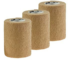 1/3/6 Haftbandagen Größe+Farbe wählbar - selbsthaftende Bandage Fixierverband selbstklebend, Farbe:3 Stück | 7.5 cm | beige