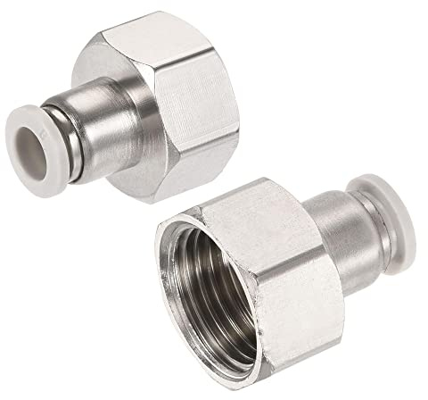 sourcing map Empuje para conectar accesorios de rosca hembra de 1/2PT para tubo de 8 mm OD de cobre niquelado recto, paquete de 2