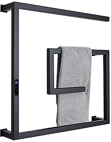 Scaldasalviette Scaldasalviette Radiatore da Bagno Scaldasalviette con Timer Portasciugamani Riscaldato Elettrico Montato a Parete Nero Scaldasalviette Riscaldato in Acciaio Inossidabile 304 (Color :
