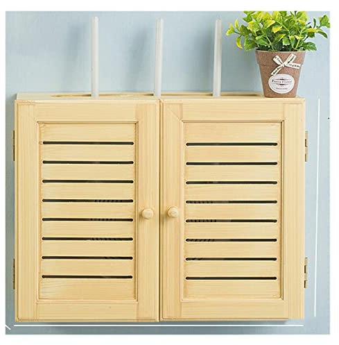 Cable Management Box Wall-mounted Perforation-free Set-top Box Router Storage Box Wooden Frame Household Power Distribution Box (Wood L)