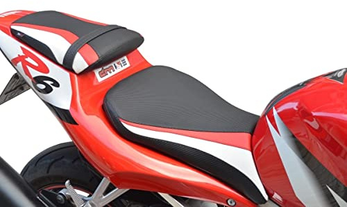 Moto Discovery Funda de Asiento Compatible con Yamaha YZF R6 1999-2002 Negra/roja/Blanca