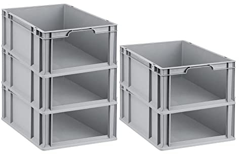 SparSet 5x Eurobox NextGen Store | HxBxT 22x40x60cm | 44 Liter | Front offen | Eurobehälter, Transportbox, Transportbehälter, Stapelbehälter