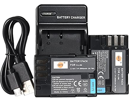 DSTE D-LI90 Li-ion Battery (2-Pack) and Micro USB Charger Compatible for Pentax DLI90, D LI90, 645D, K-01, K-3, K-5, K-5 II, K-5 IIs, K-7 Digatal Camera