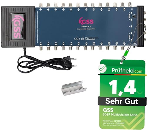 [ Test SEHR GUT *] GSS 5/24 Multischalter für Quattro & Quad LNB, Multiswitch für 1 Satelliten & 24 Teilnehmer (Fernseher, Sat Receiver), 4K Antennenverteiler, für Satellitenschüssel Satanlage
