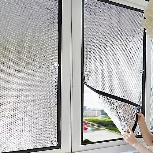kefu01 Anpassbar Wintergarten Aluminiumfolie Isolierfolie,Verdunkelnde Reflektierende Fensterfolie,Sonnenschutzfolie Fenster Sichtschutzfolie,Dämmfolie für Dachbalkon Glasfabrik (120x220cm/47''x87'')