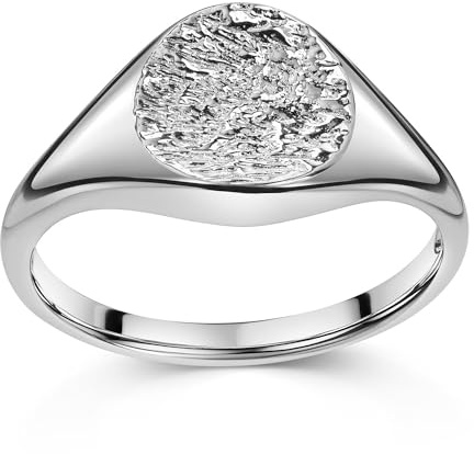 MATERIA by Matthias Wagner Gewölbter Ring 925 Silber für Damen gehämmert rhodiniert