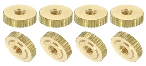 QUARKZMAN Gerändelte Daumenmuttern, 8 Stück M4 x D12mm x H3.5mm Messing Griffmuttern Rändelmuttern mit Hohem Kopf Befestigungselemente für 3D-Drucker Teile, Maschinenwerkzeuge