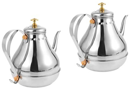LeGDOr 2 Stück Edelstahl-Teekanne, Teekanne mit Sieb, Kaffee-Wasserkanne, Kaffeekessel, Kaffeekanne, Klassische Teekanne, Kaffee-Ausgießkanne, Kaffee-Servierkanne, Teekessel, Induktionsherd, Büro
