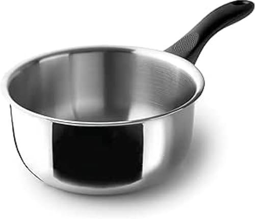 Lacor - 31318 - Cazo Recto Vertidor Garinox, Acero Inoxidable, Pico Vertidor, Mango Ergonómico de Baquelita, 2 Litros, Apto para Inducción, No apto para Horno, Apto para Lavavajillas, Ø18cm