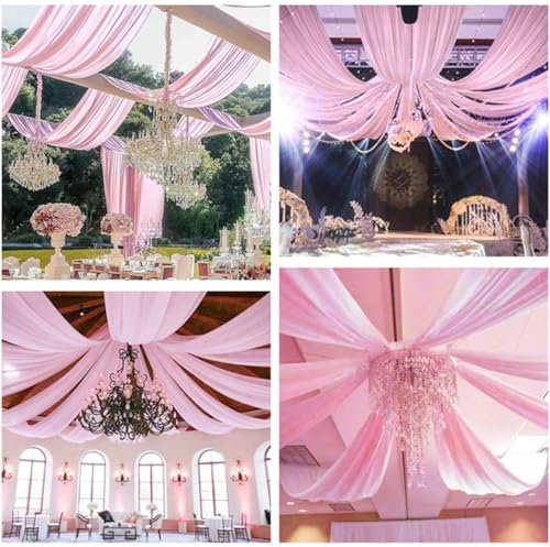 FANSU Vorhang Hochzeitsbogen Querbehang Freihanddeko Chiffon Tüll Stoff Deko Vorhang Hochzeit Querbehang für Torbogen Zeremonie Geburtstag Party, Gardinen Tabelle Deko (Rosa,150x600cm)