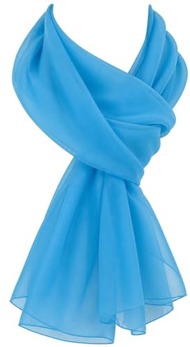 World of Shawls chiffong halsdukar wraps för bröllopsfest speciella tillfällen kvinnor vanlig hals halsduk mjuk huvudbonad flickor huvudduk genomskinlig sjal 45 x 160 cm, Turkos, 90 x 190 Cms