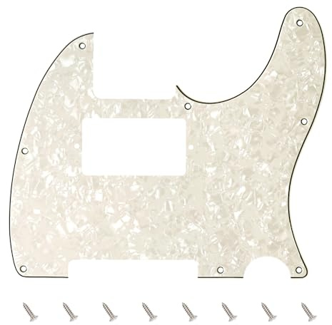 Banworks 4 Ply Tele HS/HH Pickguard 8-Hole Electric Guitar Pickguard Scratch Plate for USA/Mexican Fender Modern Style Standard Tele Telecaster JT/HB-04 Vintage White Pearl