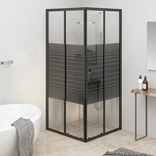 Homgoday Box Doccia a Righe ESG 80x80x180 cm Nero, Mobili da Interni/Esterni