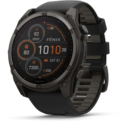 Garmin Solar Charging Smartwatch Fenix 8-51 MM | Touchscreen Multiband GPS-Uhr mit bis zu 48 Tagen Akkulaufzeit im Smartwatch-Modus | Eingebaute LED-Taschenlampe, Lautsprecher und Mikrofon
