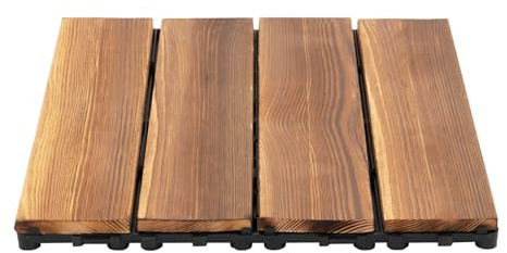 Lot de 36 dalles interlocking en bois feuillu, 6613 lbs pour terrasse - 36 x 30 x 20 cm - Carreaux d'extérieur, pour patio, terrasse - Interlocking extérieur - Toutes conditions météorologiques