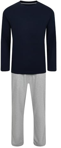 Label Cutters Mens Pyjamas Long Sleeve Long PJ Sets 5 Colours Sizes S - XXXXXL (NVY/Gry M)
