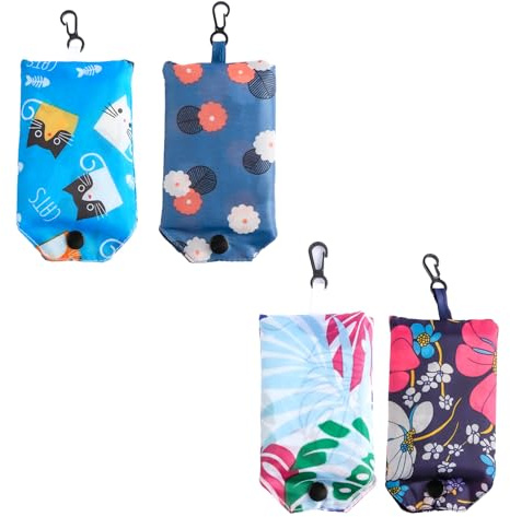 Bojueshaw 4pcs Foldable Shopping Bags, Waterproof Tote Bags, Washable Grocery Bags, Eco Tote Bags for Daily Shopping, Travel, Outdoors
