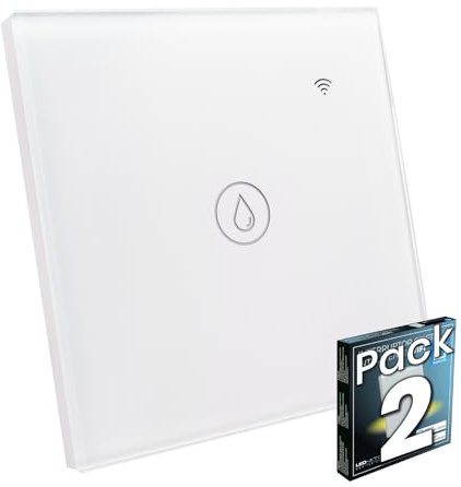 LED ATOMANT Lot de 2 Interrupteur Intelligent en Verre WiFi 40A, Chauffe-eau, Bouton Mural, Contrôle via l’App Smart Life, Compatible avec Alexa et Google Assistant