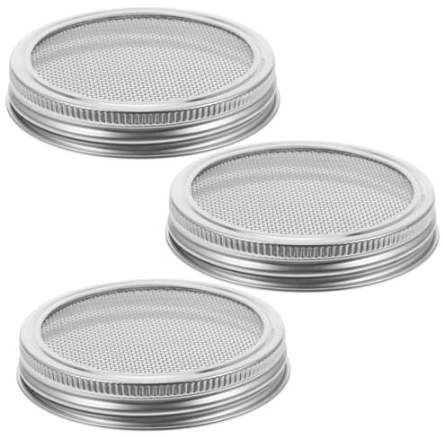 BCOATH 3stück Edelstahl Keimdeckel Für Einmachgläser Mit Breiter Öffnung Siebdeckel Zum Herstellen Von Bio-sprossen Für Haus Und Küche Inkl