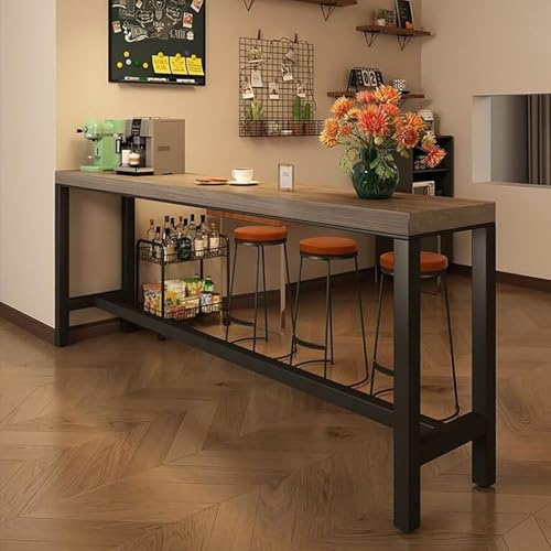 NOBBAT Bar Table,Kitchen Breakfast Bar,Breakfast Bar Table, Metal Frame Pub Coffee Desk,Can Bear 200kg Adjustable Footpads For Home Kitchen Breakfast Dining,Pub(Oak color,120X40X105CM)