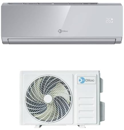 Climatizzatore Condizionatore Diloc Over Silver 9000 BTU inverter monosplit Grigio in R32 D.OVER09WS in A+++ (A++/A+) Wifi integrato in Pompa di Calore