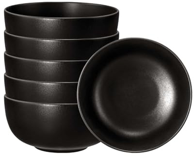 Seltmann Weiden Liberty Velvet Black Müslischalen 6er Set, 15 cm, Runde Schalen mit mattem Finish, Spülmaschinen- und Mikrowellenfest, Porzellan, Schwarz