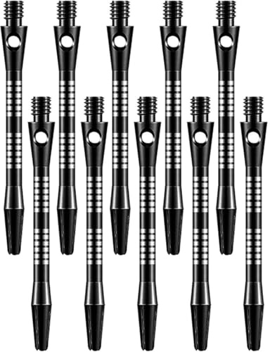 MYGLOAR 10 pièces de tiges de fléchettes en aluminium, tiges de fléchettes noires, tige de fléchettes 2BA filetage universel, convient aux fléchettes souples ou aux fléchettes en acier